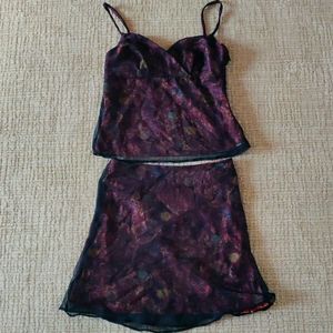 Women's Rampage Red floral tanktop and skirt set